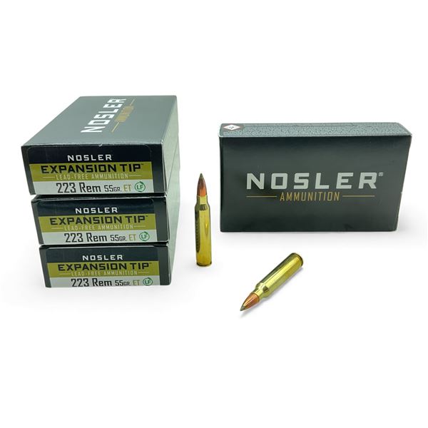 Nosler Expansion Tip 223 Rem, 55 Grain ET Lead Free Ammunition, 80 Rounds