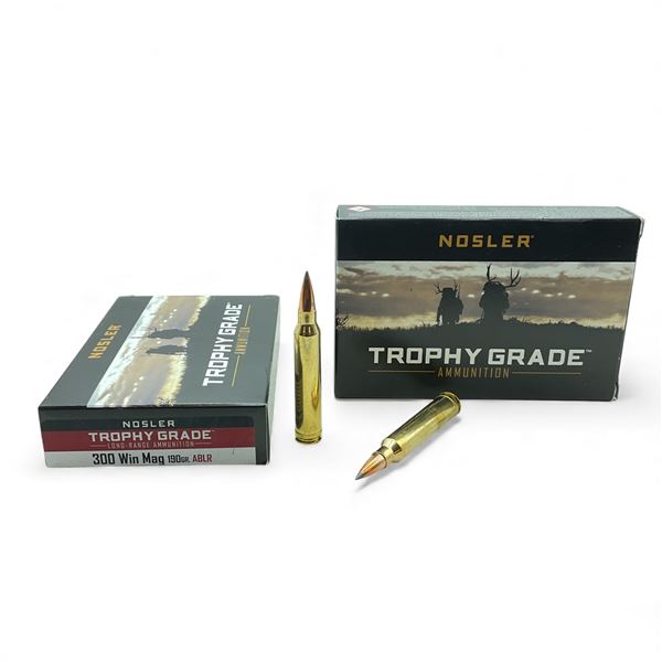 Nosler Trophy Grade 300 Win Mag, 190 Grain ABLR Ammunition, 40 Rounds