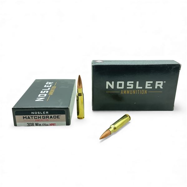 Nosler Match Grade 308 Win, 175 Grain HPBT Ammunition, 40 Rounds