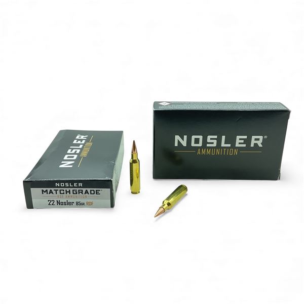 Nosler Match Grade 22 Nosler, 85 Grain RDF Ammunition, 40 Rounds