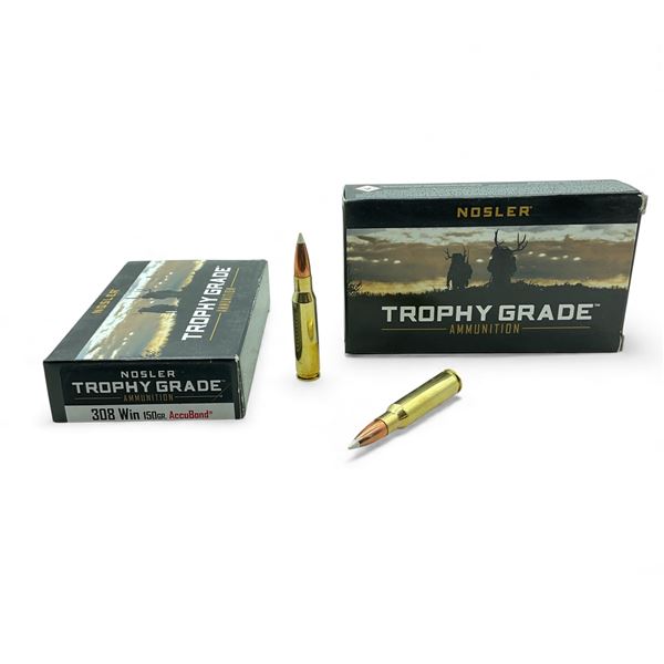 Nosler Trophy Grade 308 Win, 150 Grain AccuBond Ammunition, 40 Rounds