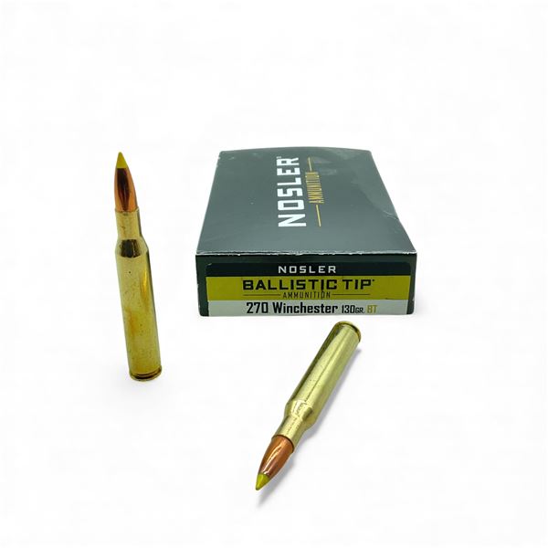 Nosler Ballistic Tip 270 Win, 130 Grain BT Ammunition, 20 Rounds