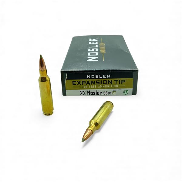 Nosler Expansion Tip 22 Nosler, 55 Grain ET Lead Free Ammunition, 20 Rounds