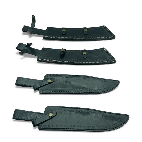 Assorted Leather Belt Knife Sheaths X 4 Qty, Approximately 11.5", 12.5" Lengths