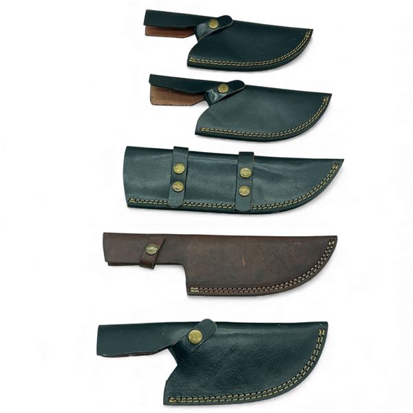 Assorted Leather Knife Sheaths X 5 Qty, Approximately 7", 10.5" Lengths
