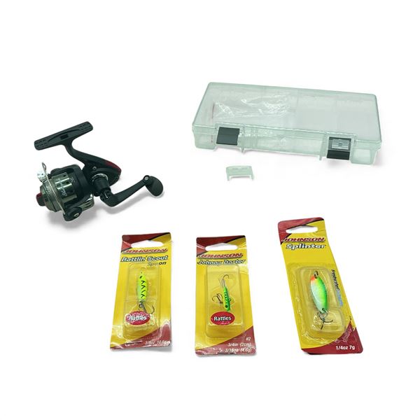 Assorted Fishing Gear and Shakespeare GXIR20-6 Reel