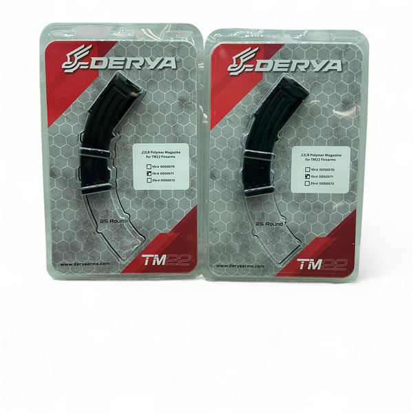 Derya TM22 .22 LR Polymer, 15 Round Magazine X 2 Qty, New