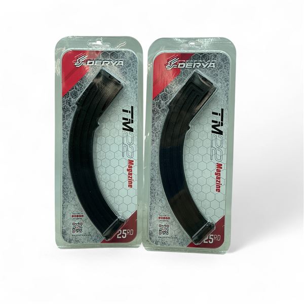Derya TM22 .22 LR Polymer, 25 Round Magazine X 2 Qty, New