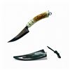 Image 1 : Fixed 3.75" Blade Knife with Etched Blade Pattern, Plastic Handle and Sheath