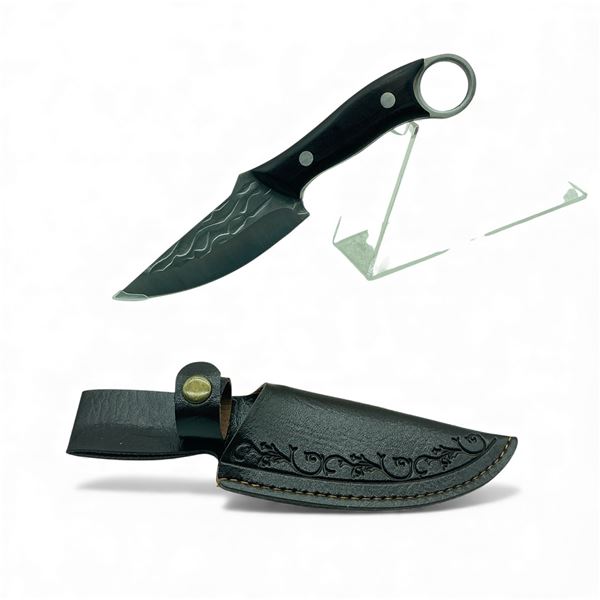 Fixed 4.25" Blade Knife with Wood Handle and Belt Sheath