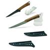 Image 1 : Qian Ying 40CR13 Fixed 5.5" and 5" Kitchen Knives, Wood Handle, Plastic Sheath, New