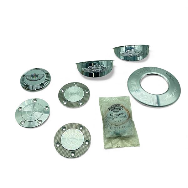 Harley Davidson 100th Anniversary Chrome Air Cleaner Cover and Assorted Harley Davidson OEM Parts