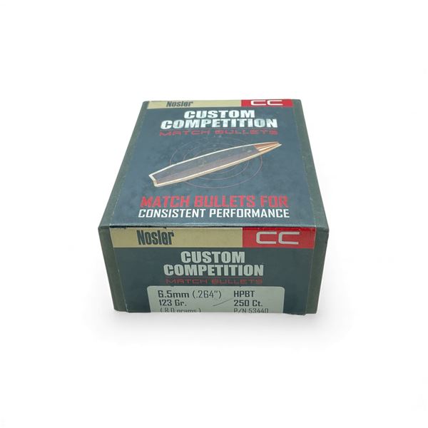 Nosler Custom Competition 6.5mm (.264"), 123 Grain HPBT Match Projectiles, 250 Qty