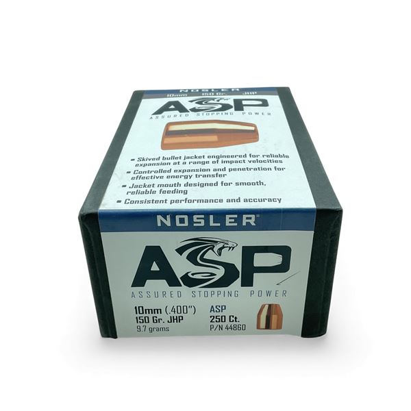 Nosler ASP 10mm (.400"), 150 Grain JHP ASP Projectiles, 250 Qty