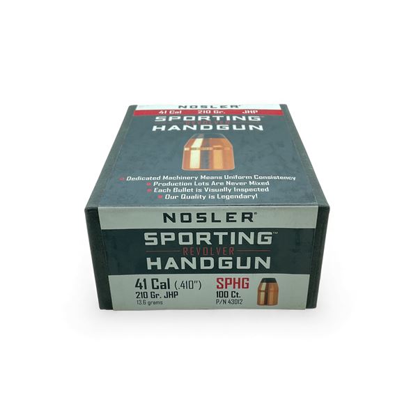 Nosler Sporting Revolver Handgun 41 Cal (.410"), 210 Grain JHP SPHG Projectiles, 100 Qty