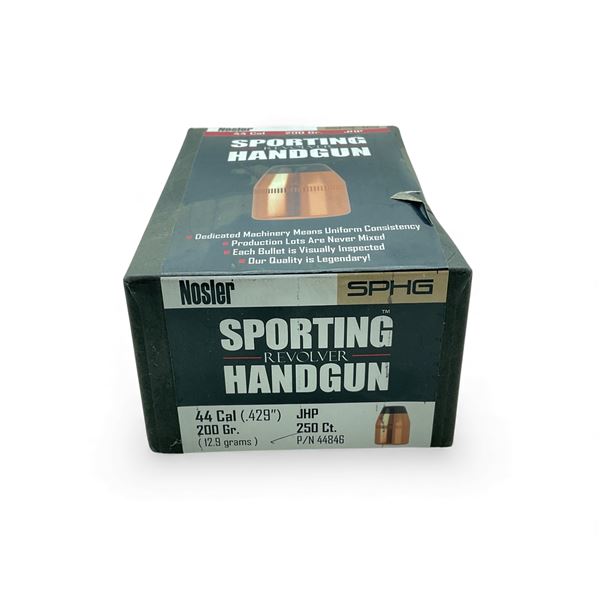 Nosler Sporting Revolver Handgun 44 Cal (.429"), 200 Grain JHP Projectiles, 250 Qty