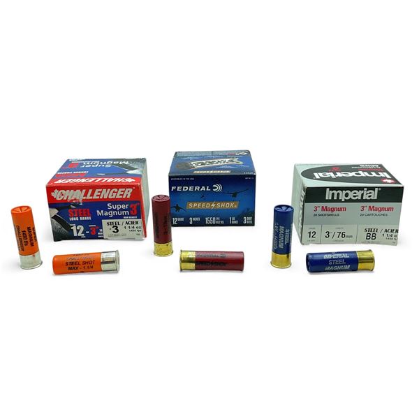 Federal, Challenger and Imperial 12 Ga, 3" Ammunition, 74 Rounds