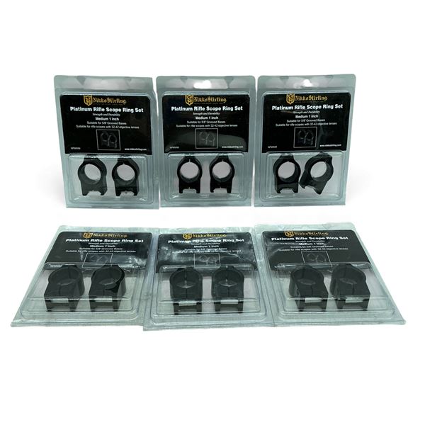 Nikko Stirling Platinum Rifle Scope Ring Set, Medium, 1" Pair X 6 Qty