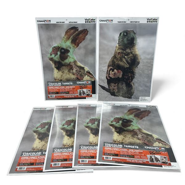 Champion Visicolor 18"x12" Targets Zombie Variety 6 Pack - Cute Animals X 6 Qty