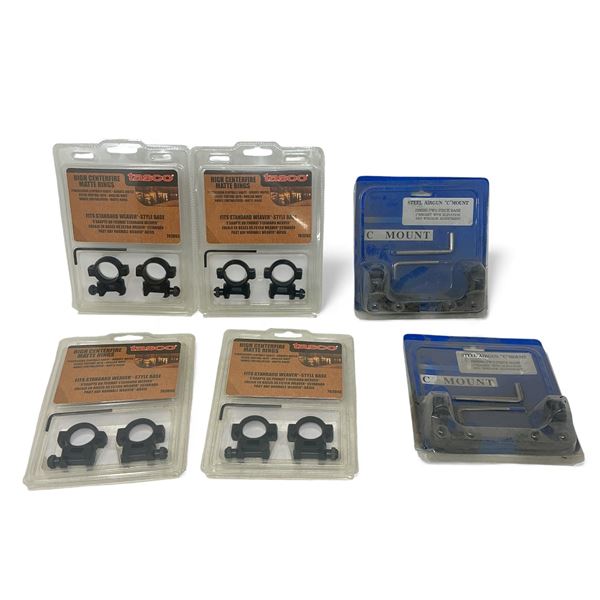 Tasco High Centerfire Weaver Style Rings X 4 Qty and Steel Airgun "C" Mount, 1" Ring Set X 2 Qty