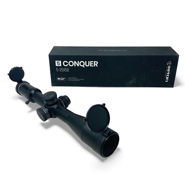 Riton 5 Conquer 5-25x50mm Scope, Illuminated BAF Reticle, FFP, MOA