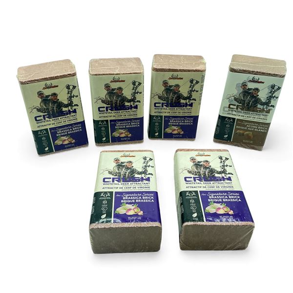 Ani-Logics Crush Whitetail Deer Attractant, 4lb Acron Brick X 1 Qty and 4lb Brassica Brick X 5 Qty