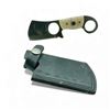Image 1 : Fixed 2 1/2" Damascus Blade Small Cleaver Style Knife with Bone Handle and Sheath