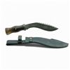 Image 1 : Fixed 8" Damascus Kukri Blade Knife with Wood Handle and Leather Sheath