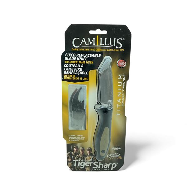 Camillus Fixed Replaceable Blade Knife, New, Includes Straight and Serrated Blades