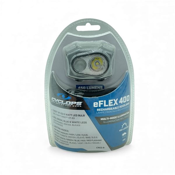 Cyclops eFlex Rechargeable 400 Lumens Multi-Mode Illumination Headlamp, New