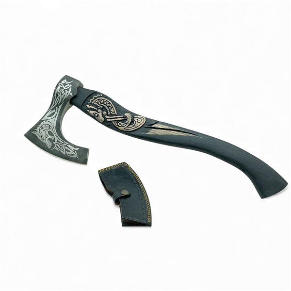 Fixed 7 1/2" Blade Axe with Wood Handle and Sheath