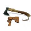 Image 1 : Fixed 5" Blade Axe with Leather Wrapped Handle and Sheath