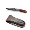 Image 1 : Folding 3" Damascus Blade Knife with Leather Sheath