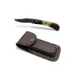 Image 1 : Folding 3" Damascus Blade Knife with Leather Sheath