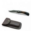 Image 1 : Folding 2 1/2" Damascus Blade Knife in Leather Sheath