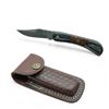 Image 1 : Folding 2 1/2" Damascus Blade Knife in Leather Sheath