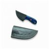 Image 1 : Fixed 3" Damascus Blade Knife with Wood Handle and Leather Sheath