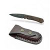 Image 1 : Folding 3" Damascus Blade Knife in Leather Sheath