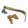 Image 1 : Fixed 5" Blade Axe with Leather Wrapped Wood Handle