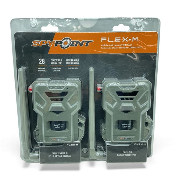 SpyPoint Flex-M 28 MP Cellular Trail Camera, Twin Pack, New