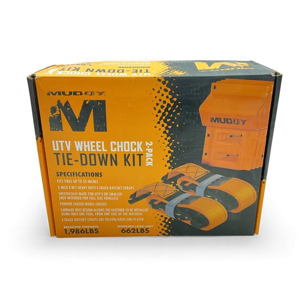 Muddy UTV Wheel Chock Tie Down Kit 2 Pack, Fits Tires Up to 35", New