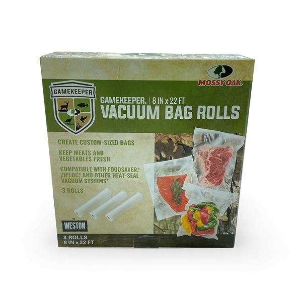 Weston Supply Game Keeper Vacuum Bag Rolls, 8" X 22', 3 Rolls, New