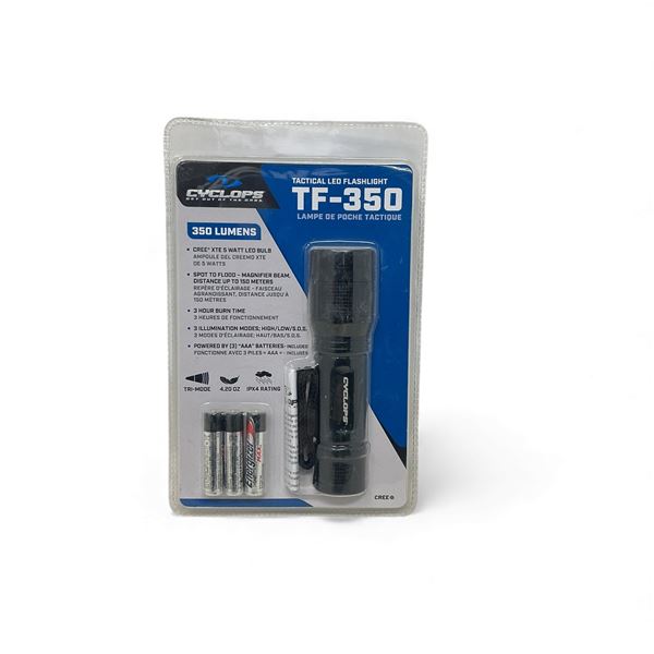 Cyclops Tactical LED 350 Lumens Flashlight, New