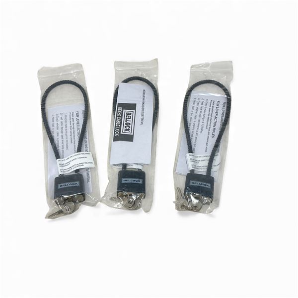Bellock Keyed Cable Locks X 3, Black