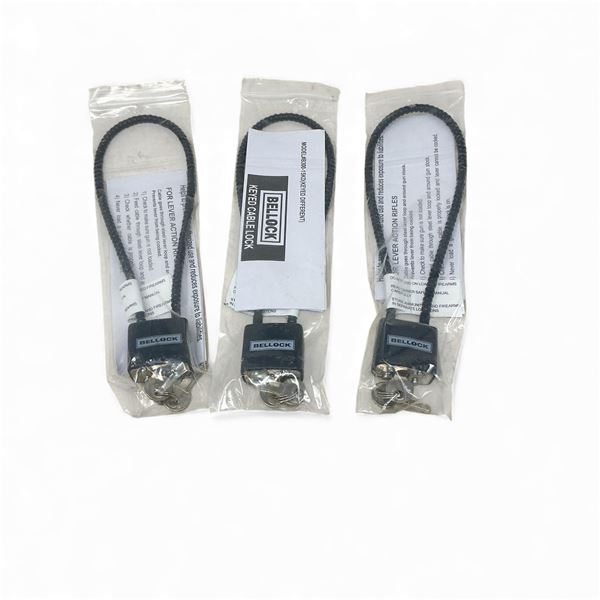 Bellock Keyed Cable Locks X 3, Black