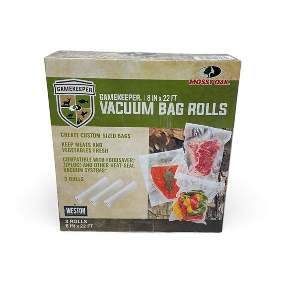 Weston Supply Game Keeper Vacuum Bag Rolls, 8" X 22', 3 Rolls