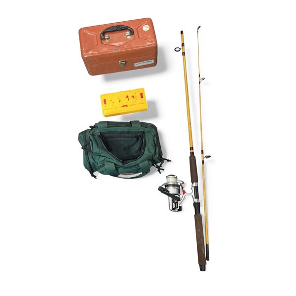 Soft Tackle Box and Old Pal Woodstream Tackle Box, Zebco202 Reel and Daiwa Reel with Rod