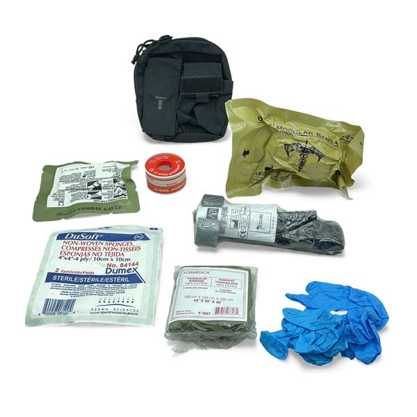IFAK First Aid Kit, Contains Bandages, Tourniquet, Gloves, Tape