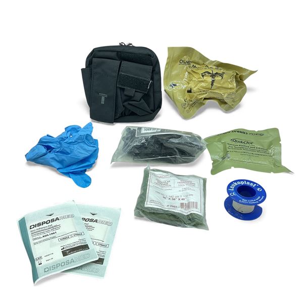 IFAK First Aid Kit, Contains Bandages, Tourniquet, Gloves, Tape