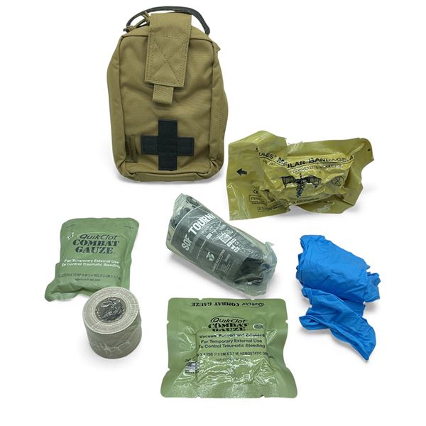 Warrior Assault Tear Away IFAK with Bandages, Tourniquet, Tape, Gloves, Pouch